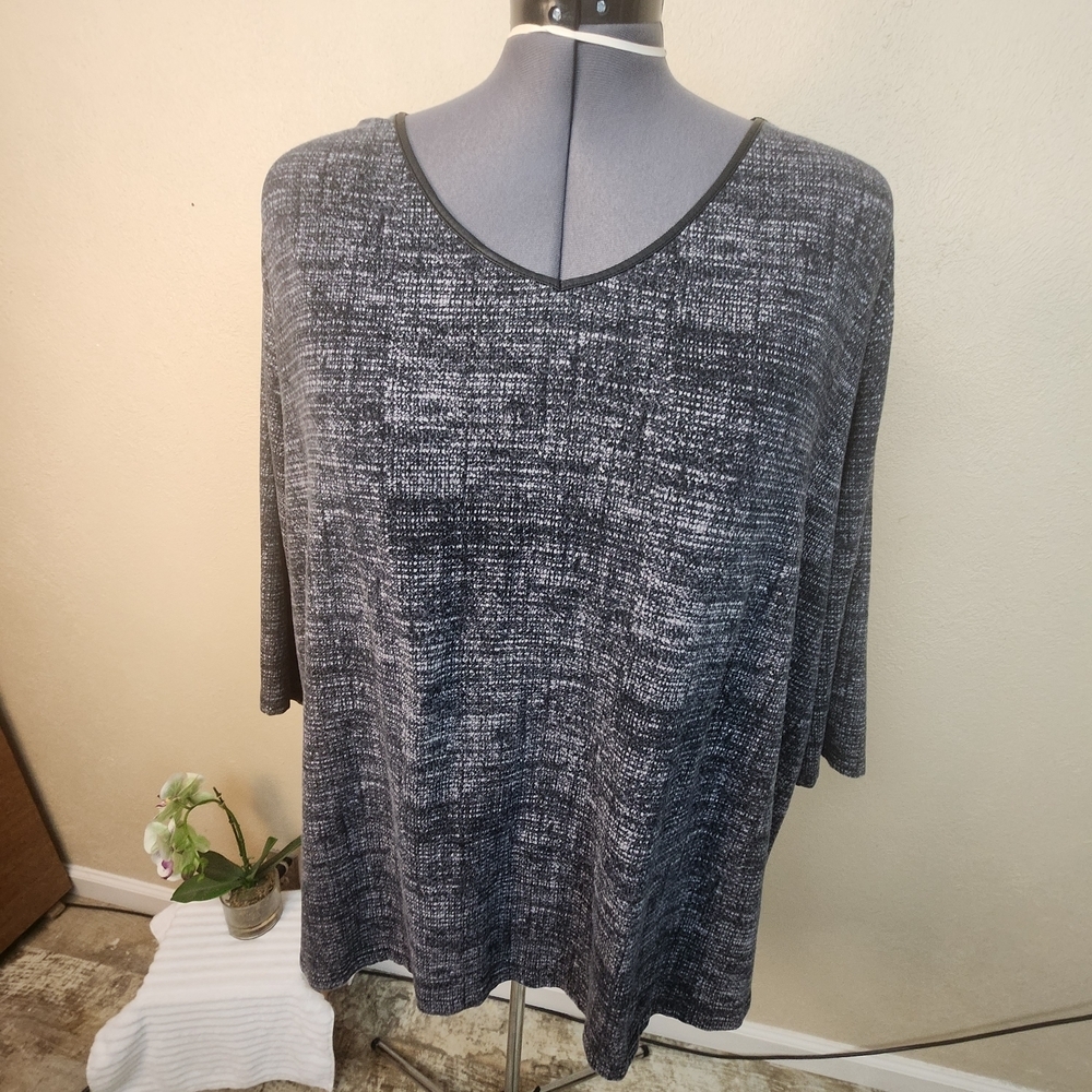 Catherines Blue and Gray Long Sleeve Tee 5X (34/36) 5637